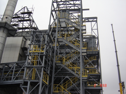 The supporting steel structure of the cement tower